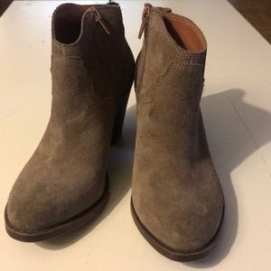 Lucky suede leather western high heeled booties